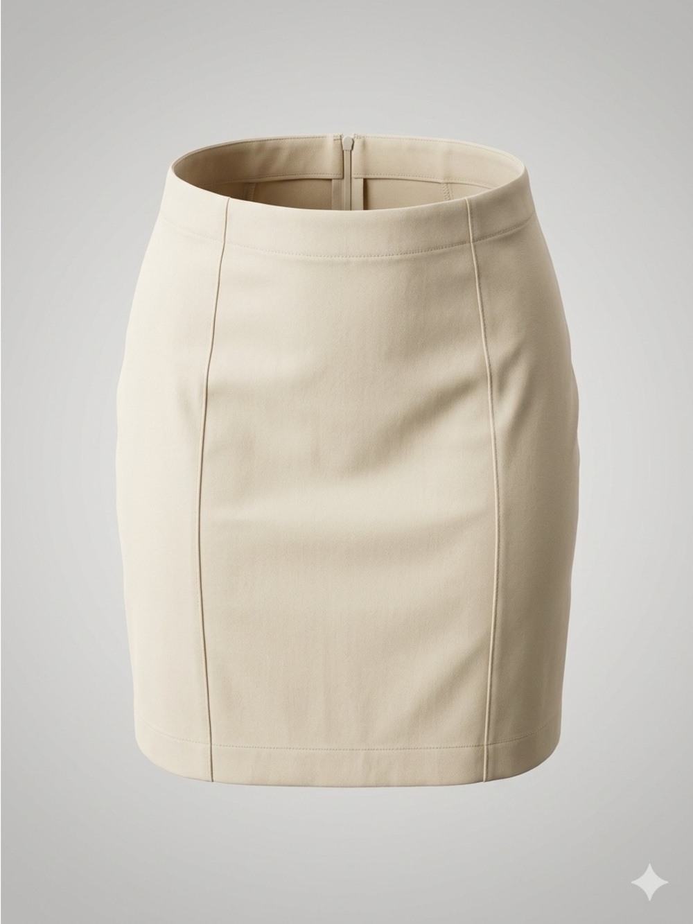 The Row Leone Beige Cotton Denim Structured Mini Skirt Zip Back Size 3 (L)